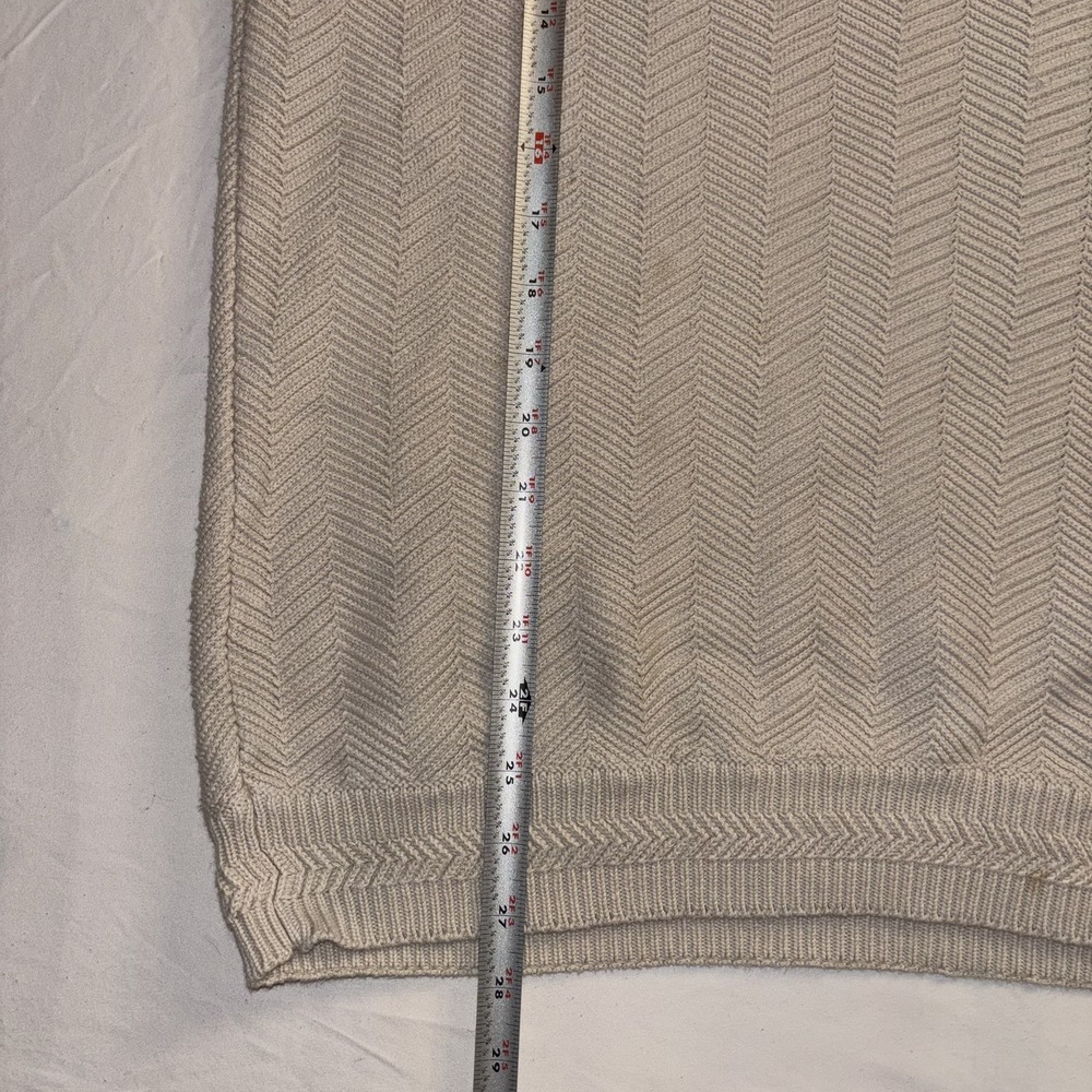 Vintage Chaps Ralph Lauren Sweater Men XL Beige Cream Herringbone Knit Crewneck - Picture 7 of 11